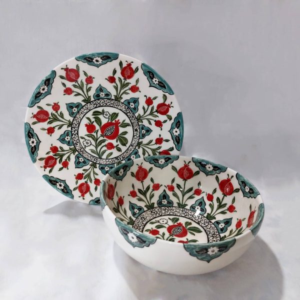 Pomegranate flower Bowl and plate