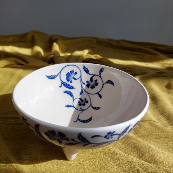 Bowl and plate with base in azure color - Image 2