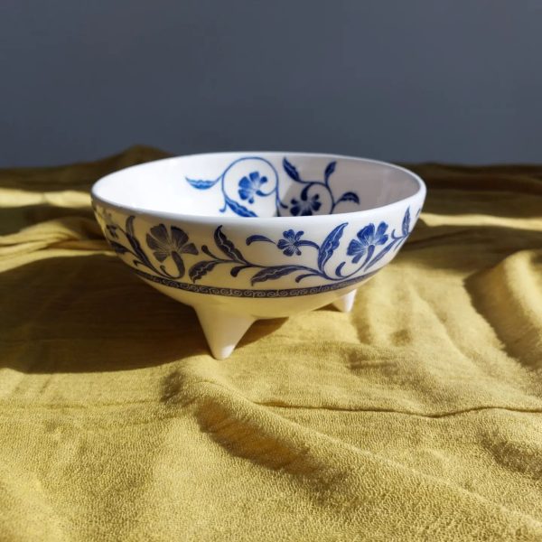 Bowl and plate with base in azure color - تصویر 3